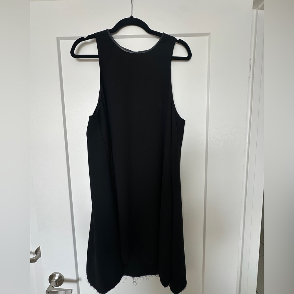 Alexander Wang Leather Trim Trapeze Crepe Dress.